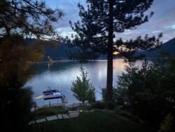 Inspiration Point: Lake and dock at twilight Inspiration Point: Lake and dock at twilight