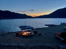 Inspiration Point: Lake and fire pit at twilight Inspiration Point: Lake and fire pit at twilight
