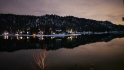 Inspiration Point: Across the lake in winter at night Inspiration Point: Across the lake in winter at night